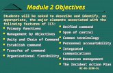 Module 2 Objectives l Primary functions l Management by Objectives l Unity and Chain of Command l Establish command l Transfer of command l Organizational.