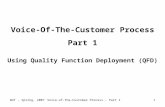 WUT - Spring, 2007Voice-of-the-Customer Process - Part 11 Voice-Of-The-Customer Process Part 1 Using Quality Function Deployment (QFD)