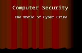 Computer Security The World of Cyber Crime Presentation Details This presentation will explain the purpose of bypassing security or stealing information.