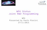WP4 Status Joint R&D Programming WP4 Presented by Paolo Pierini 27/11/2013.