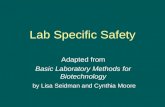 Lab Specific Safety Adapted from Basic Laboratory Methods for Biotechnology by Lisa Seidman and Cynthia Moore.