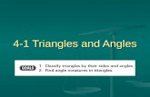 4-1 Triangles and Angles. Theorem 4.1: Triangle Sum The sum of the measures of the interior angles of a triangle is 180 . xx yy zz  x +