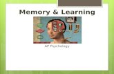 Memory & Learning AP Psychology. Memory  Can you remember your first memory? Why do you think you can remember certain events in your life over others?