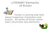 LITERARY Elements of fiction Fiction is writing that tells about imaginary characters and events. All works of fiction share basic structures and elements.