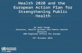 Health 2020 and the European Action Plan for Strengthening Public Health Dr Hans Kluge Director, Health Systems and Public Health Services WHO Regional.