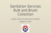 Sanitation Services Bulk and Brush Collection Quality of Life & Environment Committee October 12, 2015.