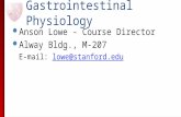 Gastrointestinal Physiology Anson Lowe - Course Director Alway Bldg., M-207 E-mail: lowe@stanford.edulowe@stanford.edu.