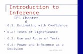 IPS Chapter 6 DAL-AC FALL 2015  6.1: Estimating with Confidence  6.2: Tests of Significance  6.3: Use and Abuse of Tests  6.4: Power and Inference.