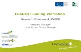 LEADER Funding Workshop Session 1: Overview of LEADER Frances McIntyre Local Action Group Manager.
