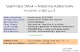 Summary WG4 – Neutrino Astronomy experimental part Mieke Bouwhuis: Results from ANTARES Georgio Riccobene: Results from NEMO and KM3NeT Dave Besson: Radio.