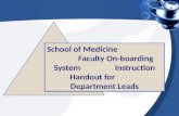 School of Medicine Faculty On-boarding System Instruction Handout for Department Leads.