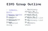 EIKO Group Outline ･ Company GoalsCompany Goals ･ Board of DirectorsBoard of Directors ･ Company HistoryCompany History ･ Machinery photos No.1Machinery.