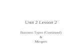 Unit 2 Lesson 2 Business Types (Continued) & Mergers.