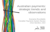 Australian payments: strategic trends and observations Scenarios Roundtable Canadian Payments System Review Chris Hamilton, CEO.
