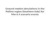 Ground motion simulations in the Pollino region (Southern Italy) for Mw 6.4 scenario events.