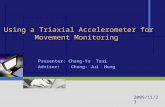 Using a Triaxial Accelerometer for Movement Monitoring Presenter: Chang-Yu Tsai Adviser: Cheng- Jui Hung 2009/11/23.