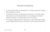 Virtual FunctionstMyn1 Virtual Functions A virtual function is declared in a base class by using the keyword virtual. A function that you declare as virtual.
