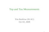 1 Top and Tau Measurements Tim Barklow (SLAC) Oct 02, 2009.