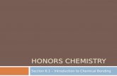 HONORS CHEMISTRY Section 6.1 – Introduction to Chemical Bonding.