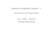 Immune-Lymphatic System - 1 Introduction and Organisation 212 – 2005 – Week 8 Avinash Bharadwaj.