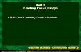 Collection 4: Making Generalizations Unit 2 Reading Focus Essays.
