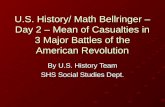 U.S. History/ Math Bellringer – Day 2 – Mean of Casualties in 3 Major Battles of the American Revolution By U.S. History Team SHS Social Studies Dept.