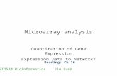 Microarray analysis Quantitation of Gene Expression Expression Data to Networks BIO520 BioinformaticsJim Lund Reading: Ch 16.