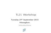 TL21 Workshop Tuesday 29 th September 2015 Monaghan. Introductions.