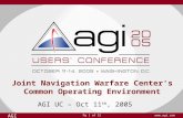 Pg 1 of 15 AGI  Joint Navigation Warfare Center’s Common Operating Environment AGI UC – Oct 11 th, 2005.
