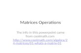 Matrices Operations The info in this powerpoint came from coolmath.com  matrices/01-whats-a-matrix-01