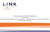 Presentation to EOA Conference 10 May 2012 Global Equity Plan administration – best practise, common mistakes and current trends.