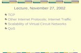 1 Lecture, November 27, 2002 TCP Other Internet Protocols; Internet Traffic Scalability of Virtual Circuit Networks QoS.