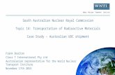 W ORLD N UCLEAR T RANSPORT I NSTITUTE South Australian Nuclear Royal Commission Topic 14: Transportation of Radioactive Materials Case Study – Australian.
