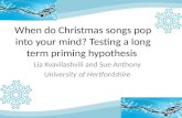 When do Christmas songs pop into your mind? Testing a long term priming hypothesis Lia Kvavilashvili and Sue Anthony University of Hertfordshire.