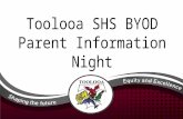 Toolooa SHS BYOD Parent Information Night. Why is BYOD (Bring Your Own Device)happening? The current hire devices were Federally funded and the funding.