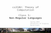 Cs3102: Theory of Computation Class 5: Non-Regular Languages Spring 2010 University of Virginia David Evans TexPoint fonts used in EMF. Read the TexPoint.