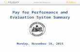 Pay for Performance and Evaluation System Summary Monday, November 16, 2015.
