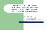RESULTS OF THE 2009 ADMINISTRATION OF THE COMMUNITYCOLLEGE SURVEY OF STUDENT ENGAGEMENT Office of Institutional Effectiveness, April 2010.