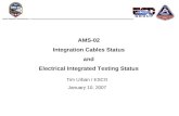 AMS-02 Integration Cables Status and Electrical Integrated Testing Status Tim Urban / ESCG January 10, 2007 Alpha Magnetic Spectrometer.