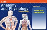 Anatomic Definitions 1. Human Anatomy and Physiology for Paramedics, AAOS 1 Define the terms: anatomy, physiology, pathophysiology, and homeostasis Define.