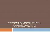 OPERATOR OVERLOADING Customised behaviour of operators.