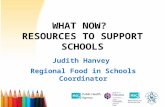 WHAT NOW? RESOURCES TO SUPPORT SCHOOLS Judith Hanvey Regional Food in Schools Coordinator.