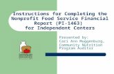 Instructions for Completing the Nonprofit Food Service Financial Report (PI-1463) for Independent Centers Presented by: Cari Ann Muggenburg, Community.