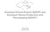 Knockout Mouse Project (KOMP) and Knockout Mouse Production and Phenotyping (KOMP 2 ) Mouse 101 Oct 19, 2015.