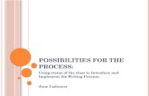 P OSSIBILITIES FOR THE PROCESS : Using status of the class to Introduce and Implement the Writing Process. Jane Ladoucer.
