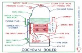 Cochran Boiler Specification: Shell diameter : 2.75 m Height : 5.75 m Working pressure : 6.5 bar (Maximum 15 bar) Steam capacity : 3500 kg/hr (Maximum.