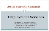 MARIANNE MOORE (VDOE) HEATHER NORTON (DBHDS) JESSICA STEHLE (DARS) RACHAEL ROUNDS (VCU) 2015 Parent Summit Employment Services.