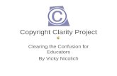 Copyright Clarity Project Clearing the Confusion for Educators By Vicky Nicolich.