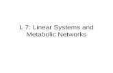 L 7: Linear Systems and Metabolic Networks. Linear Equations Form System.