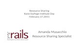 Resource Sharing Kane DuPage Institute Day February 27,2015 Amanda Musacchio Resource Sharing Specialist.
